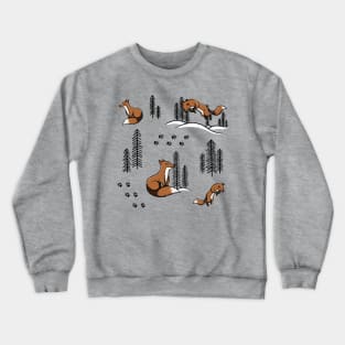 Wintery Fox in A Snowy Forest Pattern Digital Illustration Crewneck Sweatshirt